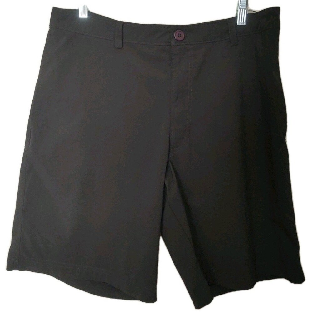 Champion Black Men's Chino Shorts Size 32 Inseam 10 In Flat Front Pockets Logo